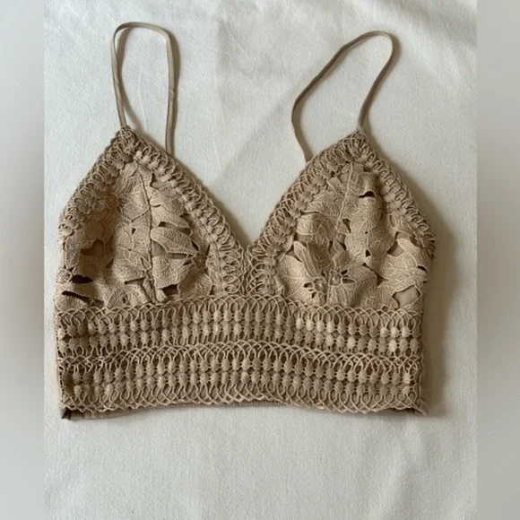 - Love Tree Crochet Top Size S Boho Coastal Bralette Beach Vacation Flirty Sexy - Picture 5 of 14